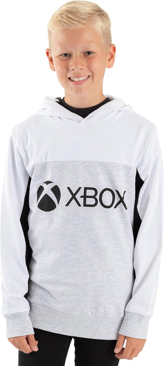 Hoodie for Boys & Girls | Kids White Grey Game Console Logo Hooded Sweatshirt | Childrens Gamers Jacket Clothing Merchandise