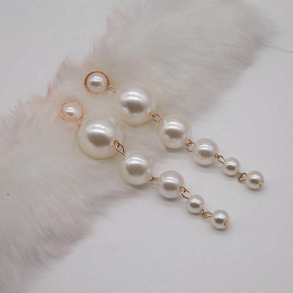 Elegant Long Simulated Pearl Drop Earrings for Weddings and Special Occasions