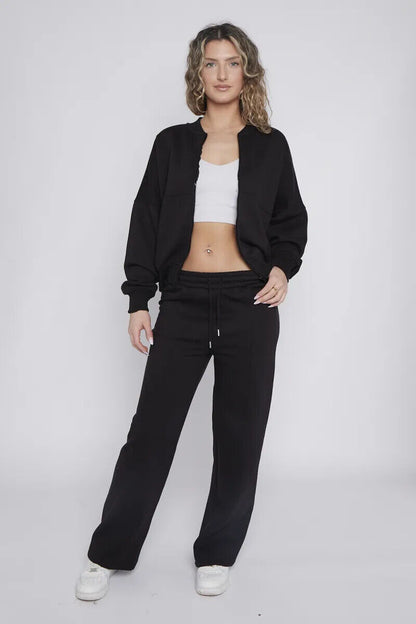 Women Bomber Oversize Baggy 2 Piece Lounge Wear Casual Set Ladies Suit Tracksuit