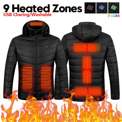 USB Heated Jacket for Men and Women - Electric Winter Coat with Heating Pad for Body Warmth