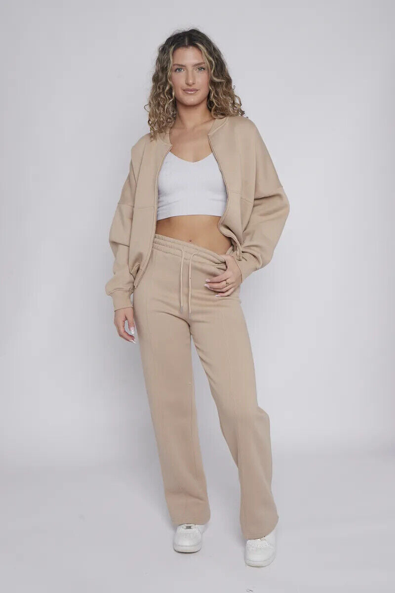 Women Bomber Oversize Baggy 2 Piece Lounge Wear Casual Set Ladies Suit Tracksuit