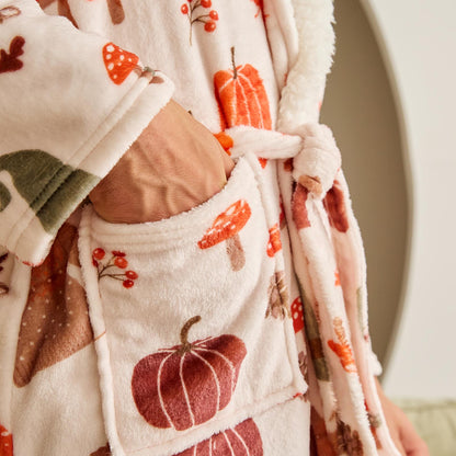 OHS Flannel Dressing Gown Soft Fleece Adults Unisex Thermal Winter Bathrobe