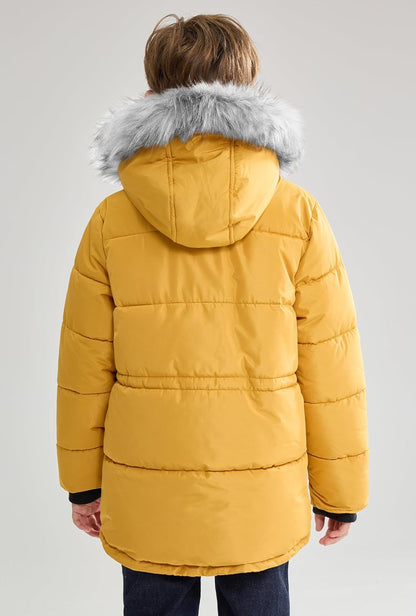 Boys Puffer Winter Coat Big Kids Heavyweight Sherpa Lined Fur Hooded Jacket Water-Resistant Snow Parka