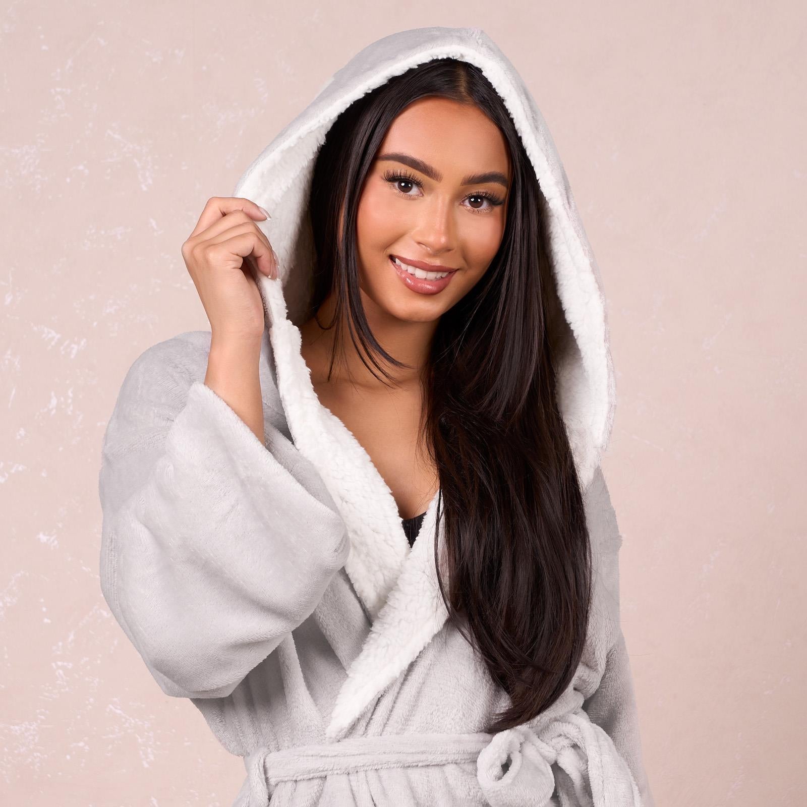 OHS Flannel Dressing Gown Soft Fleece Adults Unisex Thermal Winter Bathrobe