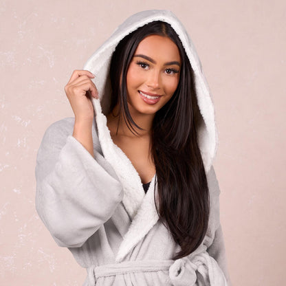 OHS Flannel Dressing Gown Soft Fleece Adults Unisex Thermal Winter Bathrobe