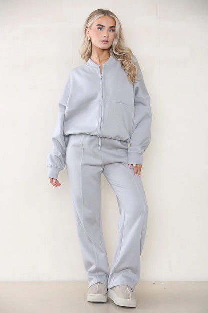 Women Bomber Oversize Baggy 2 Piece Lounge Wear Casual Set Ladies Suit Tracksuit