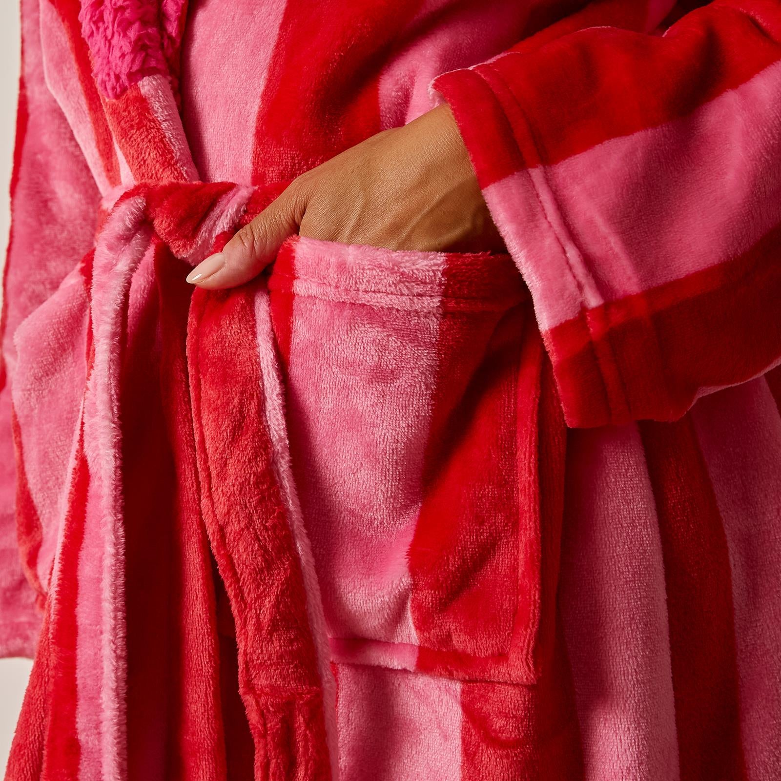 OHS Flannel Dressing Gown Soft Fleece Adults Unisex Thermal Winter Bathrobe