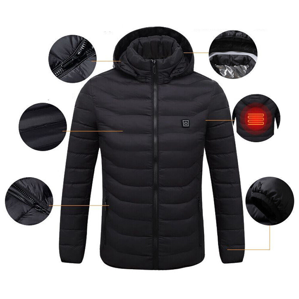 USB Heated Jacket for Men and Women - Electric Winter Coat with Heating Pad for Body Warmth