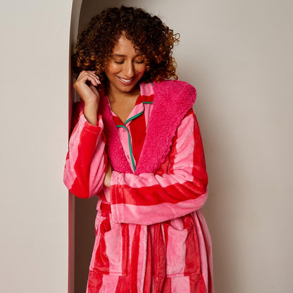 OHS Flannel Dressing Gown Soft Fleece Adults Unisex Thermal Winter Bathrobe