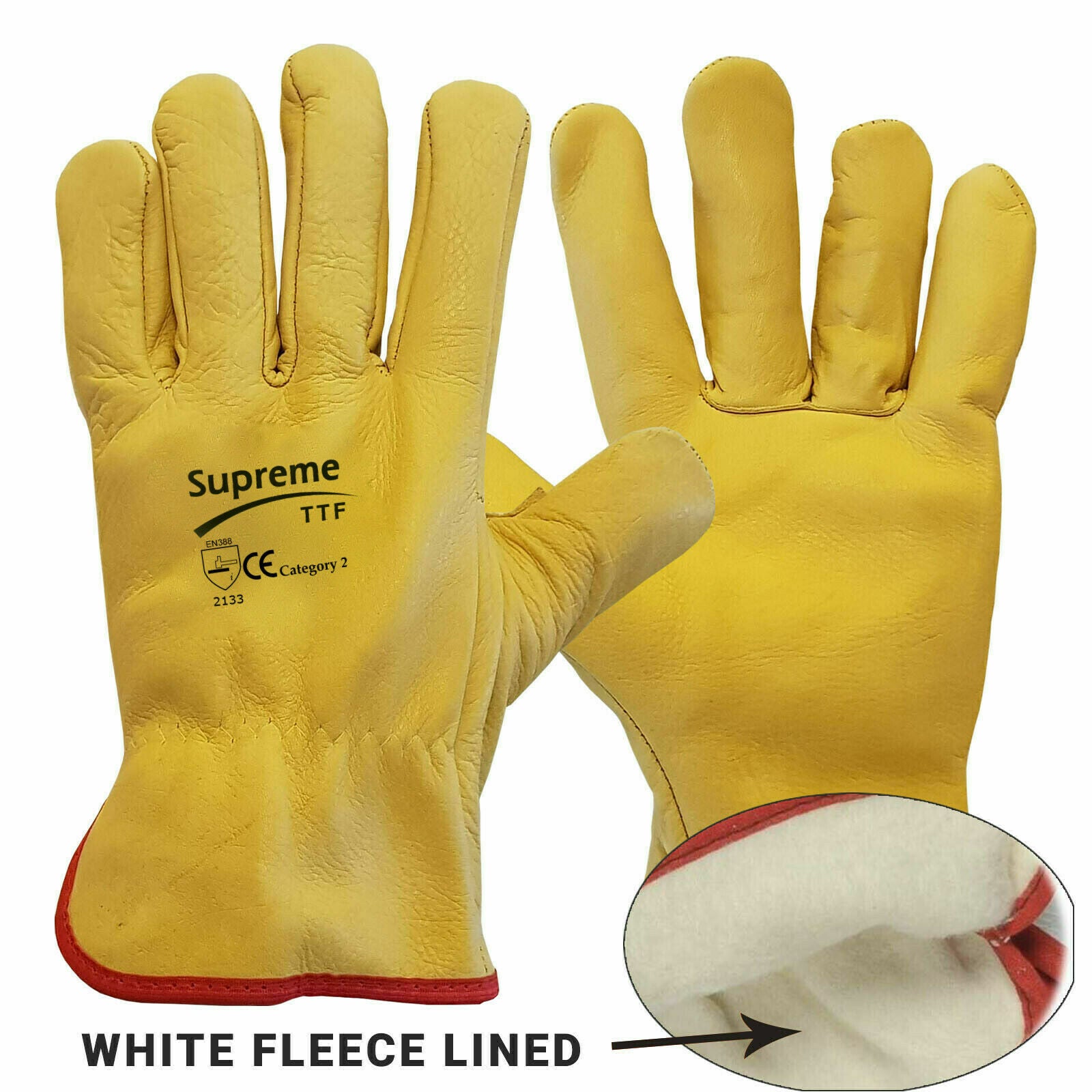Leather Gloves Driver Work Gloves Fleece Lined Lorry Truck Driving Gloves